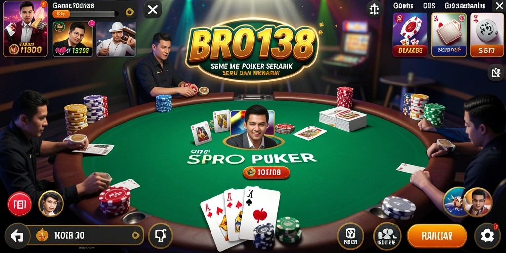 Screenshot gameplay BRO138 yang menampilkan aksi poker yang seru.