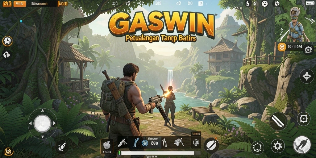 Tampilan gameplay GASWIN yang menawan di dunia terbuka.