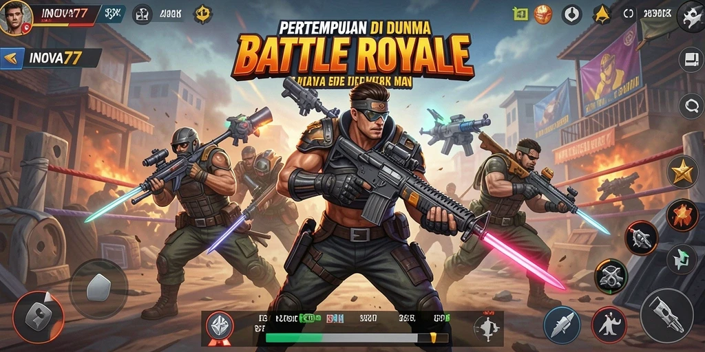 Screenshot menampilkan aksi seru dalam permainan Battle Royale.