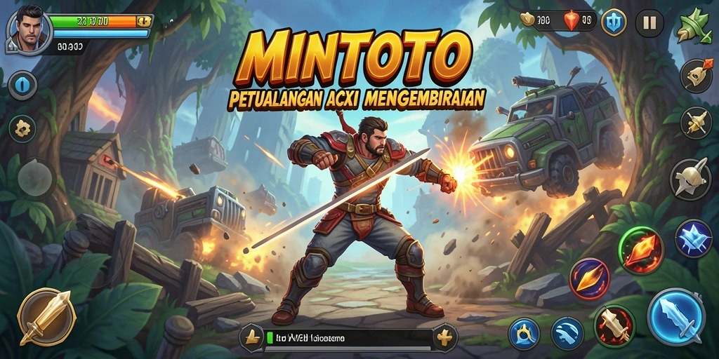 Screenshot utama MINTOTO menampilkan aksi seru di dunia game.