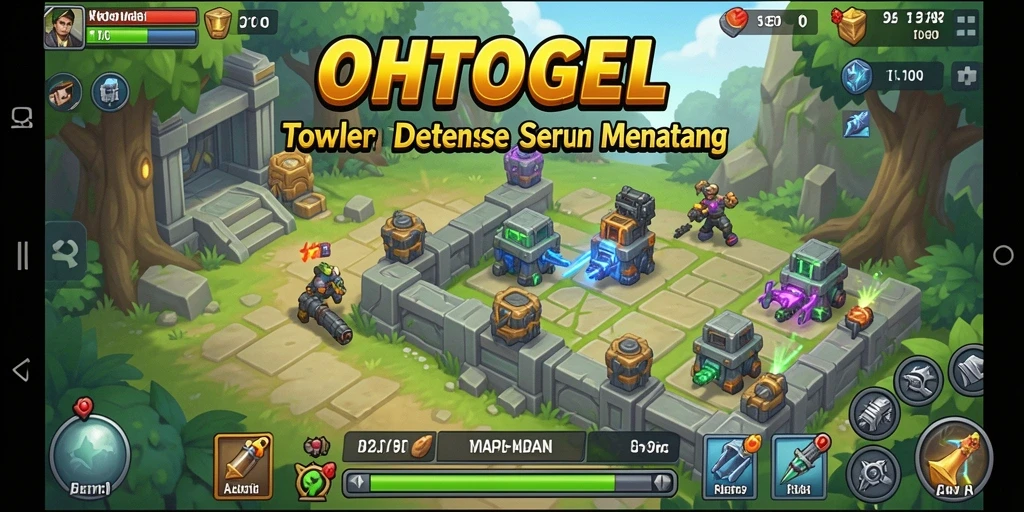 Screenshot OHTOGEL menampilkan gameplay seru Tower Defense yang menantang.