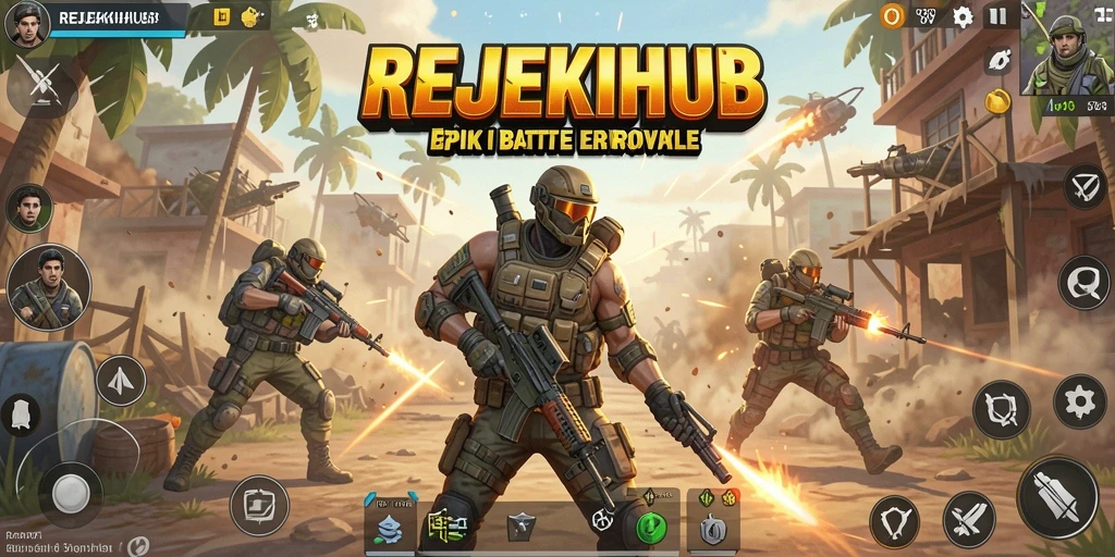 Tangkapan layar dinamis dari gameplay seru REJEKIHUB Battle Royale.