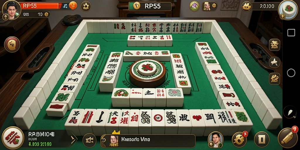 Screenshot utama RP55 menampilkan gameplay seru dari Mahjong dengan grafis menarik.