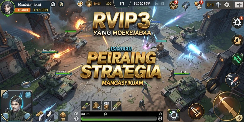 Tangkapan layar utama RVIP3 menampilkan aksi pertempuran strategi yang mendebarkan.
