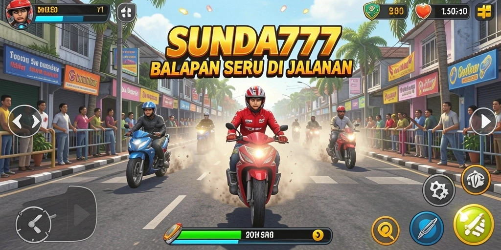 Screenshot SUNDA777 menampilkan aksi balapan yang mendebarkan.