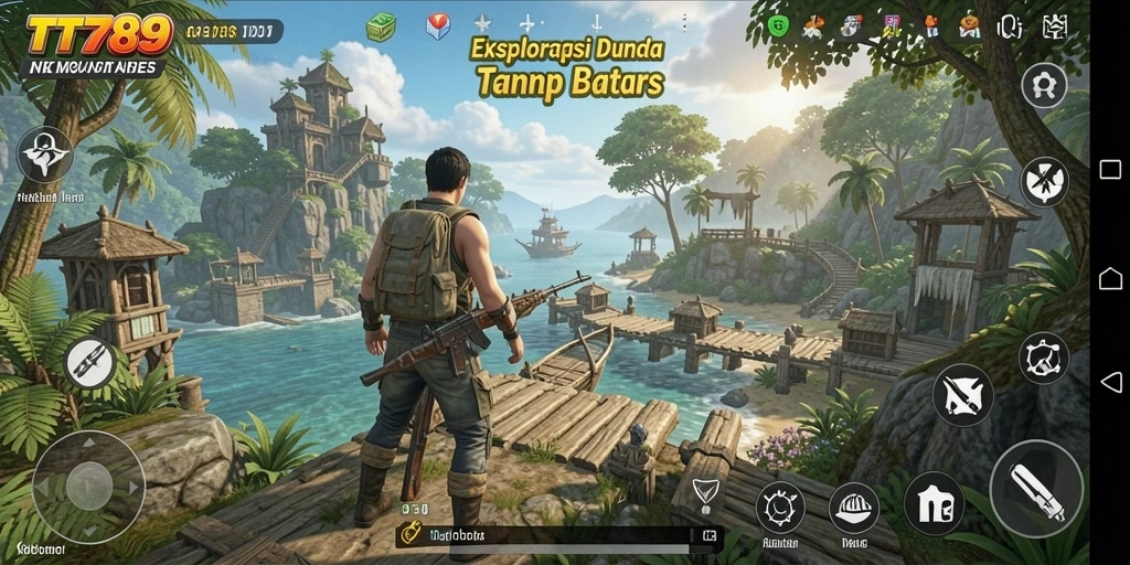 Tangkapan layar gameplay TT789 yang menampilkan eksplorasi dunia terbuka.